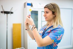 The nurse is preparing Steroid injection therapy